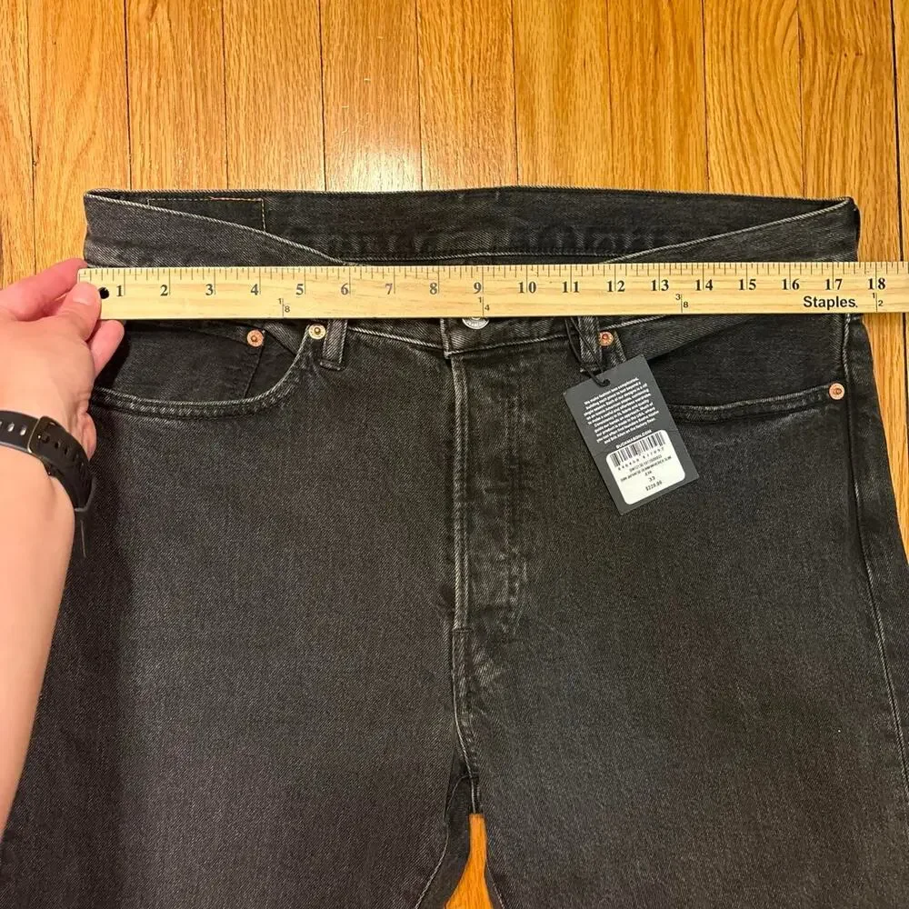 NWT Buck Mason B009 Japanese Denim Sz 33x34 Jeans Maverick Slim Black Button Fly